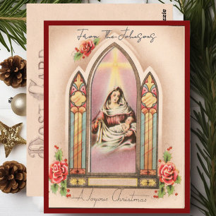 Cartão Postal Nome Personalizado do Madonna do Natal vintage