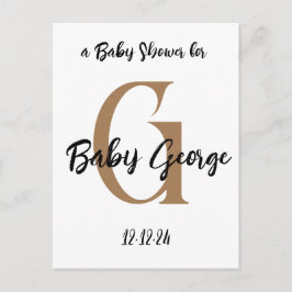 Cartão Postal Nome personalizado do monograma do chá de fraldas