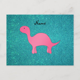Cartão Postal Nome personalizado Dossauro cor-de-rosa turquesa g
