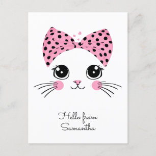 Cartão Postal Nome Personalizado Face De Gato