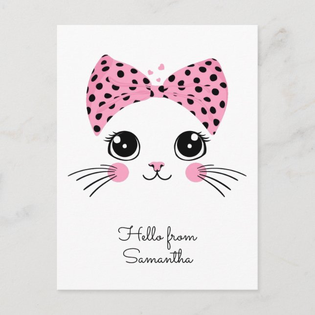 Cartão Postal Nome Personalizado Face De Gato (Frente)