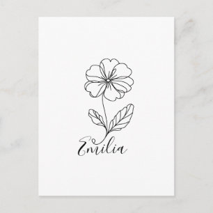 Cartão Postal Nome personalizado Flor de Nascimento da Primavera