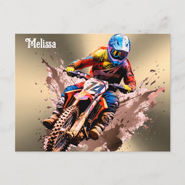 Cartão Postal Nome personalizado Motocross (Frente)