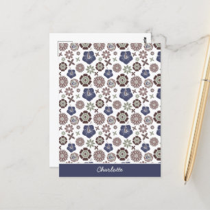 Cartão Postal Nome personalizado padrão da superfície floral de 
