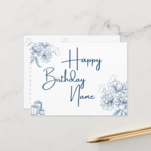 Cartão Postal Nome Personalizado Saudação de Aniversário - Flora