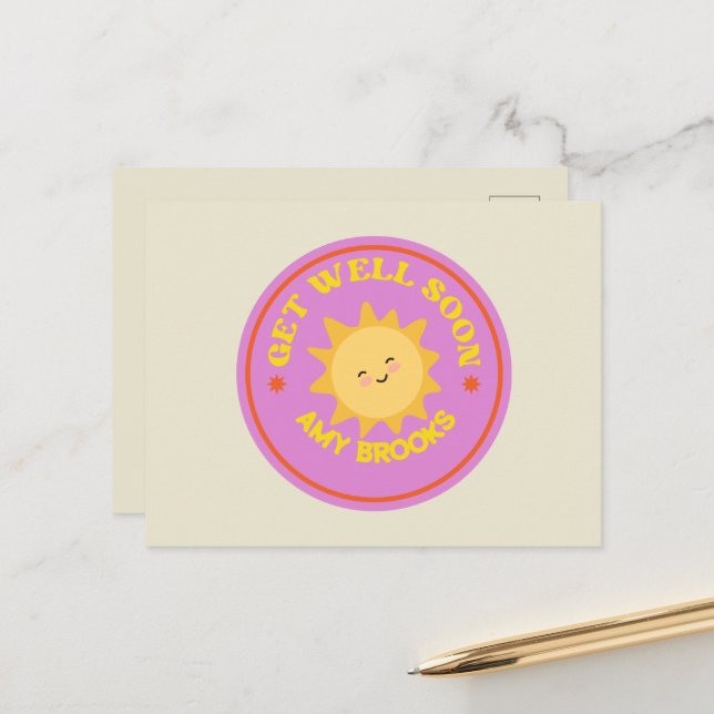 Cartão Postal Nome personalizado texto de melhoras sol sobre rox (Frente/Verso In Situ)