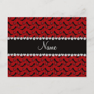 Cartão Postal Nome personalizado vermelho preto alto salto em ar