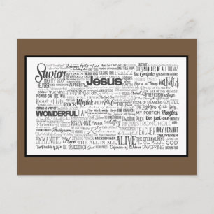 Cartão Postal Nomes de Deus branco castanho