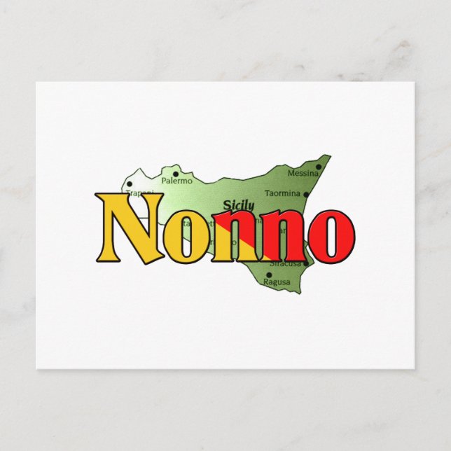 Cartão Postal Nonno com Mapa da Sicília (Frente)