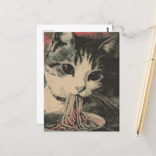Cartão Postal Noodais Adoráveis Que Comem Gatos