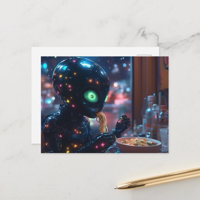 Cartão Postal Noodles Comedores de Robôs alienígenas (Frente/Verso In Situ)
