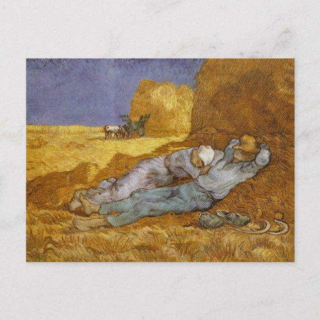 Cartão Postal Noon Rest from Work (Millet) Van Gogh Fine Art (Frente)