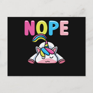 Cartão Postal Nope Lazy Unicorn Tired Girls Women Engraçado