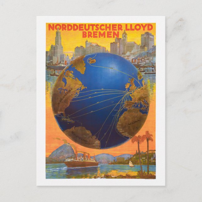 Cartão Postal Norddeutscher Lloyd Bremen Alemanha 1920 Antigo Po (Frente)