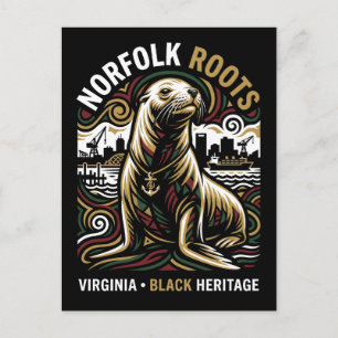 Cartão Postal Norfolk Roots Leão Marinho Marítimo Afro-Americano