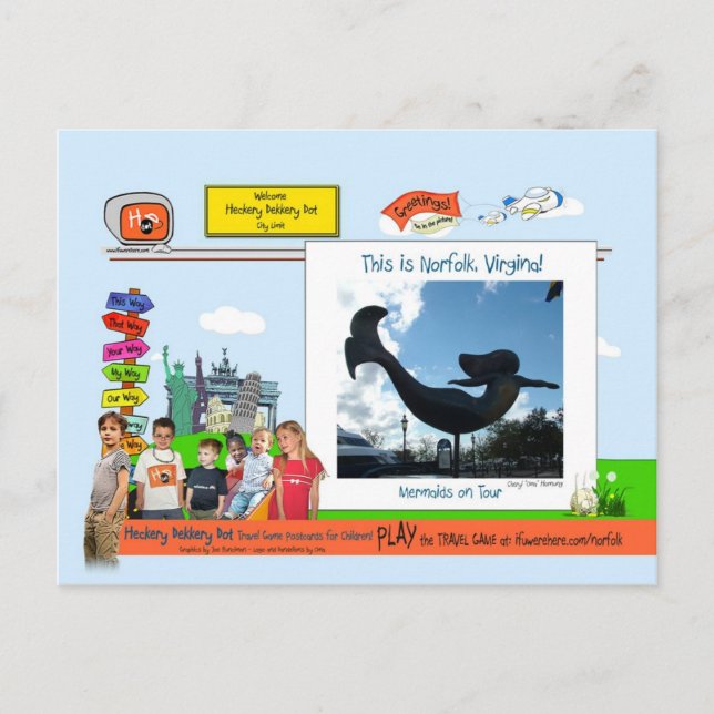 Cartão Postal Norfolk, VA! Sereias em Tour (Frente)
