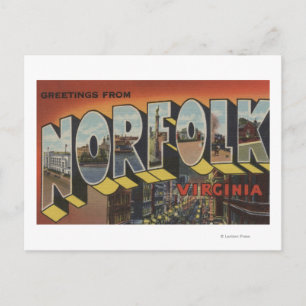 Cartão Postal Norfolk, Virgínia - Cenas com Letras Grandes