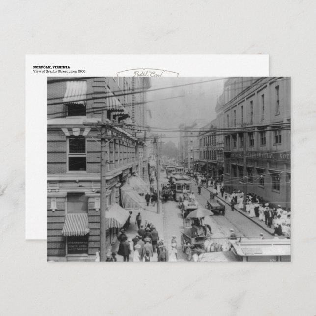 Cartão Postal Norfolk, Virgínia, por volta de 1906 Cartão-Postal (Frente/Verso)