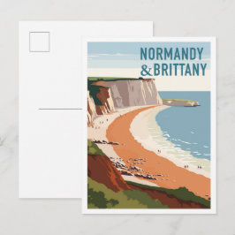 Cartão Postal Normandia e Bretanha França Viagem Antiga