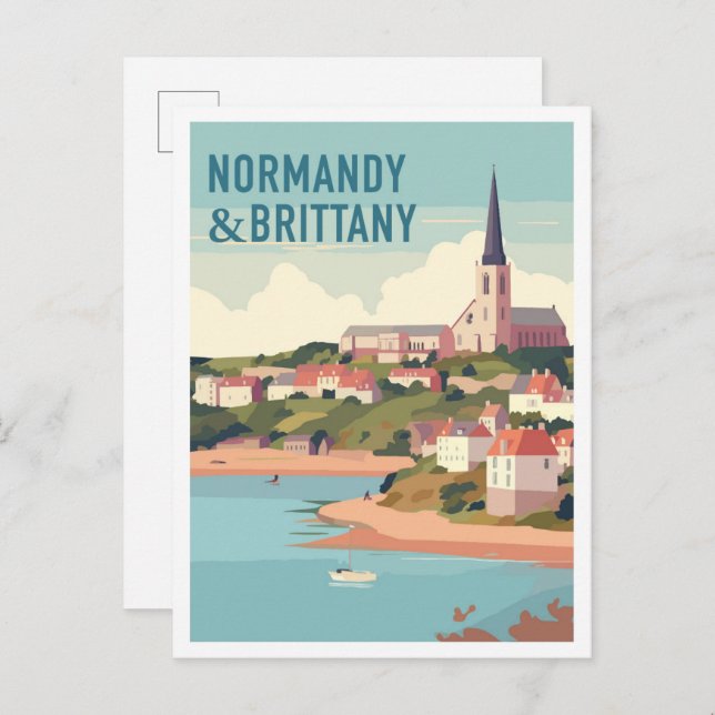 Cartão Postal Normandy and Brittany vintage Travel (Frente/Verso)