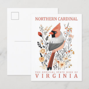 Cartão Postal Norte Cardinal Bird da Virginia Viagem