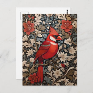 Cartão Postal Norte Cardinal Bird William Morris Inspirado