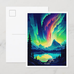 Cartão Postal Norte Illustração de Viagem de Arte da Islândia