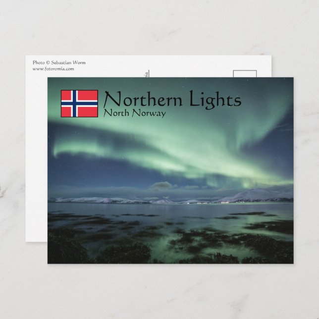 Cartão Postal Norte Lights Noruega (Frente/Verso)