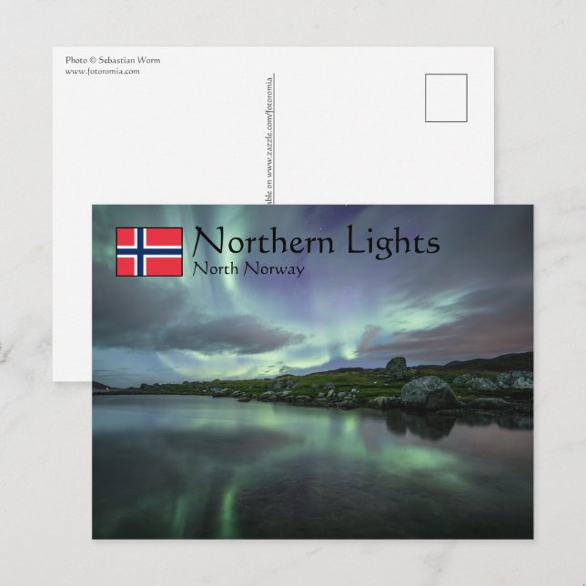Cartão Postal Norte Lights Noruega (Frente/Verso)