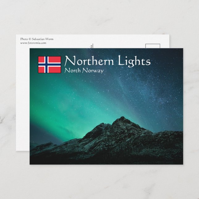 Cartão Postal Norte Lights Noruega (Frente/Verso)