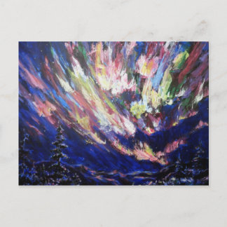 Cartão Postal Norte Luzes Aurora Abstrato Art Pintura