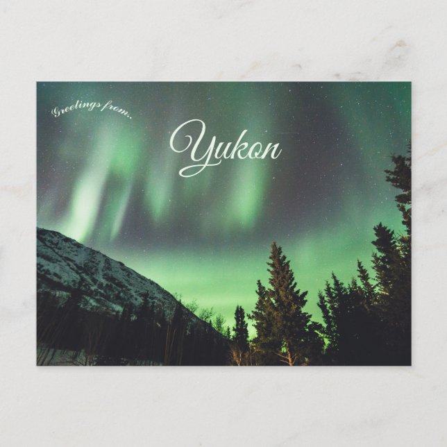 Cartão Postal Norte Luzes Aurora Borealis em Yukon Canadá (Frente)