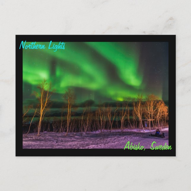 Cartão Postal Norte Luzes Aurora Borealis Suecia Abisko (Frente)