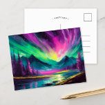 Cartão Postal Norte Luzes Vibrantes Paisagem Noturna Abstrato<br><div class="desc">Uma impressionante pintura paisagística moderna do céu noturno iluminada pelas luzes do norte, com cores vibrantes e pinceladas dinâmicas de abstrato. Os traçados robustos capturam o movimento da aurora borealis, criando um senso de maravilha e admiração. O ousado uso da cor e da técnica expressiva dá vida à beleza natural...</div>