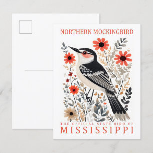 Cartão Postal Norte Mockingbird Bird of Mississippi Viagem