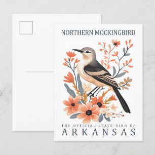 Cartão Postal Norte Mockingbird Bird, Viagem do Arkansas USA