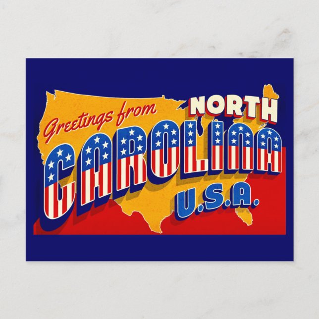 Cartão Postal North Carolina Patriotic Greeting Postcard (Frente)