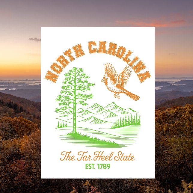 Cartão Postal North Carolina The Tar Heel State Est. 1789 Travel (North Carolina)