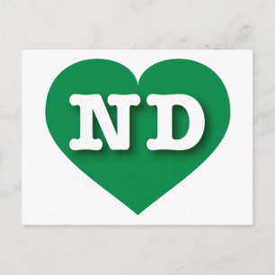 Cartão Postal North Dakota Green Heart - Big Love