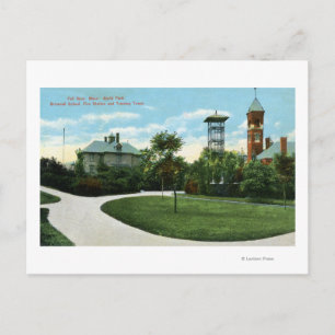 Cartão Postal North Park View of Brownell School, Fire