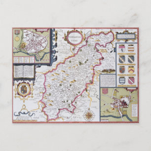 Cartão Postal Northamtonshire, gravada por Jodocus Hondius