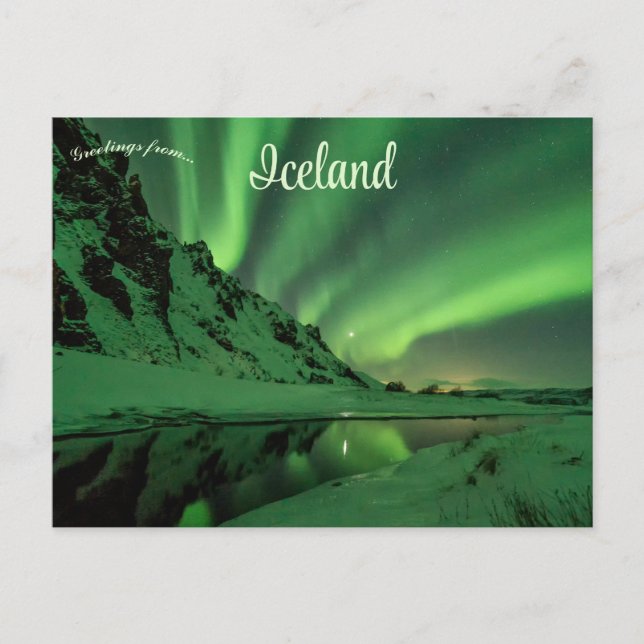 Cartão Postal Northern Lights in Thorsmork Iceland (Frente)