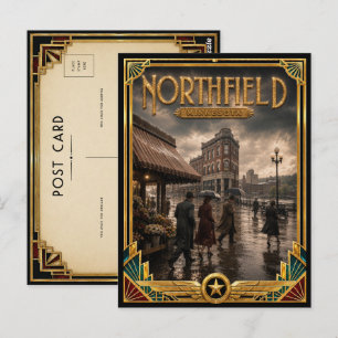 Cartão Postal Northfield Minnesota Arte Deco Vintage Idade Doura