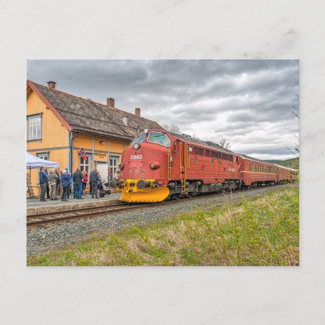 Cartão Postal Noruega: Locomotiva diesel do veterano em Meråker (Frente)