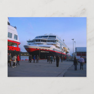 Cartão Postal Noruega, navio Bergen Cruise no porto