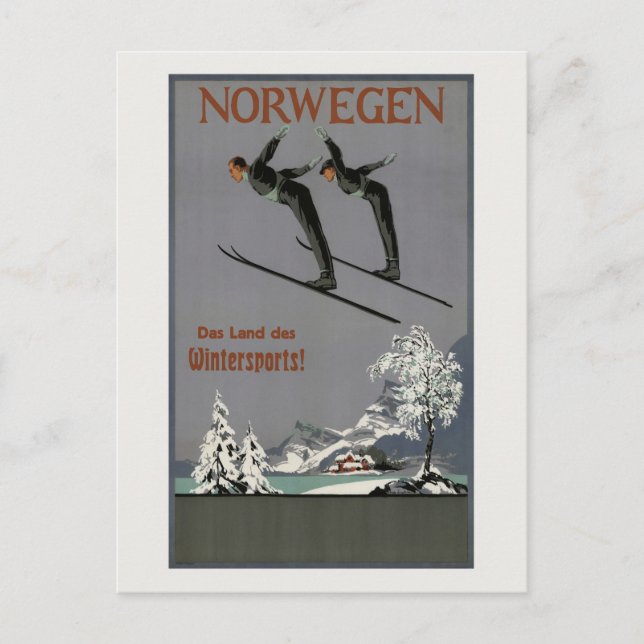 Cartão Postal Noruega Poster vintage 1930 (Frente)