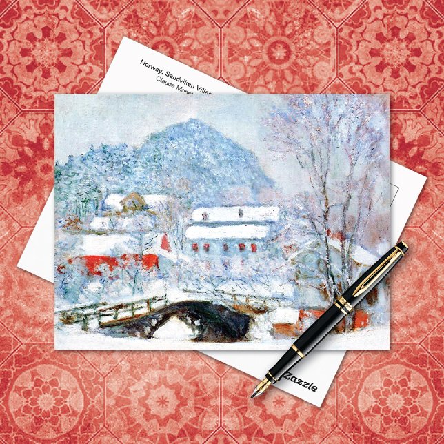 Cartão Postal Noruega, Sandviken Village Snow Claude Monet (Criador carregado)