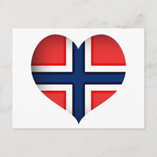 Cartão Postal Norway Flag Heart