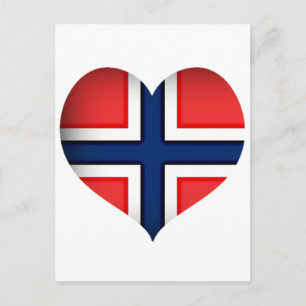 Cartão Postal Norway Flag Heart
