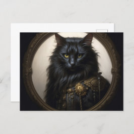 Cartão Postal Norwegian Forest black Cat